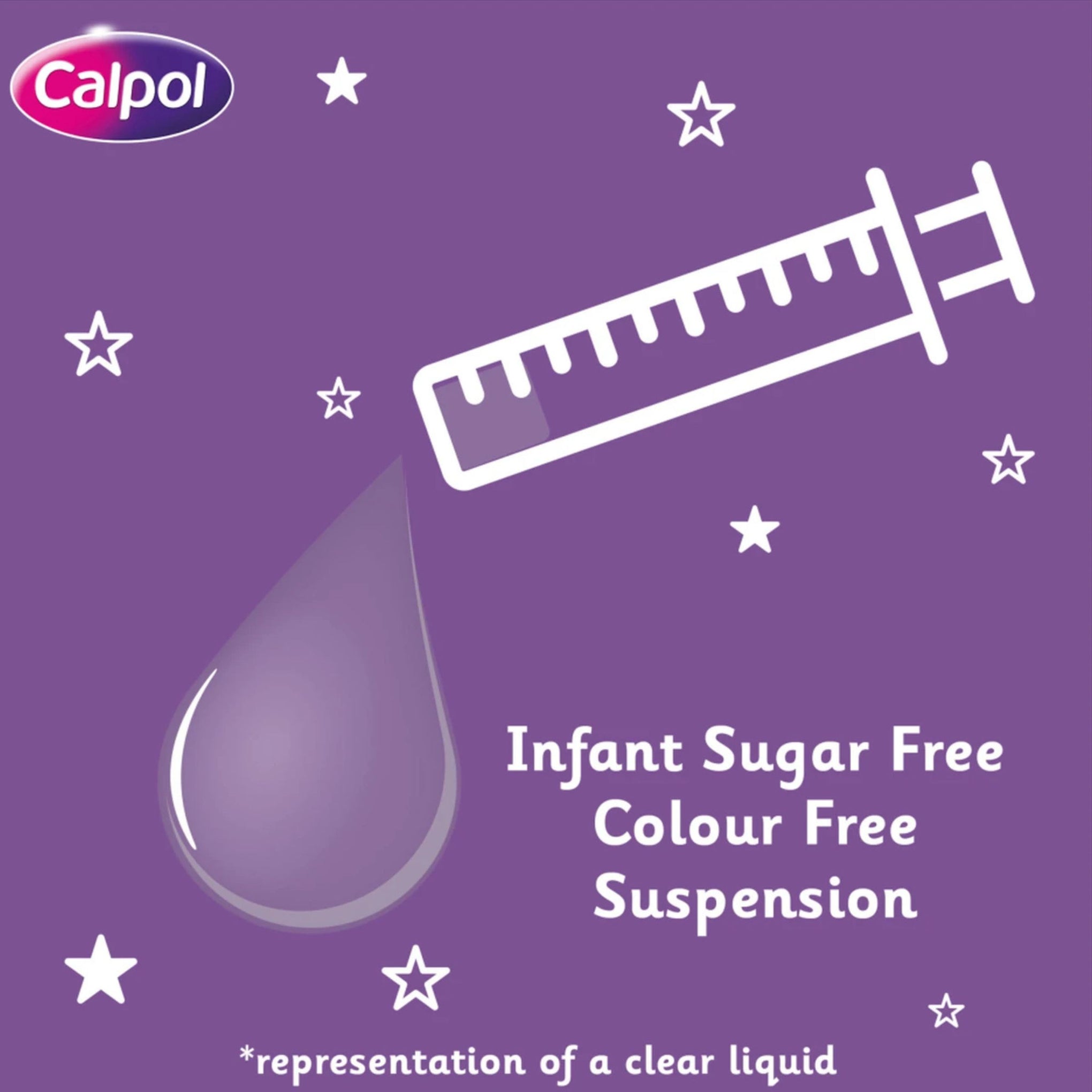 Calpol Infant Paracetamol Oral Suspension Strawberry Flavour 120mg/5ml | Sugar Free & Colour Free | Gentle Pain & Fever Relief for Infants 2+ Months