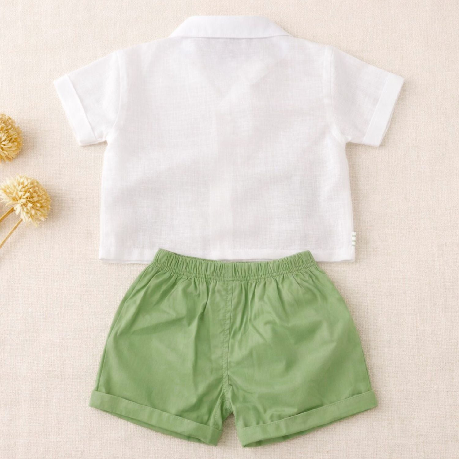 LITTLE KANGAROO Baby Boys Summer Shirt & Shorts Set | Palm Tree Printed Half Sleeve Shirt with Elastic Waist Shorts | Cotton Kids Outfit Set | 6-24 Months