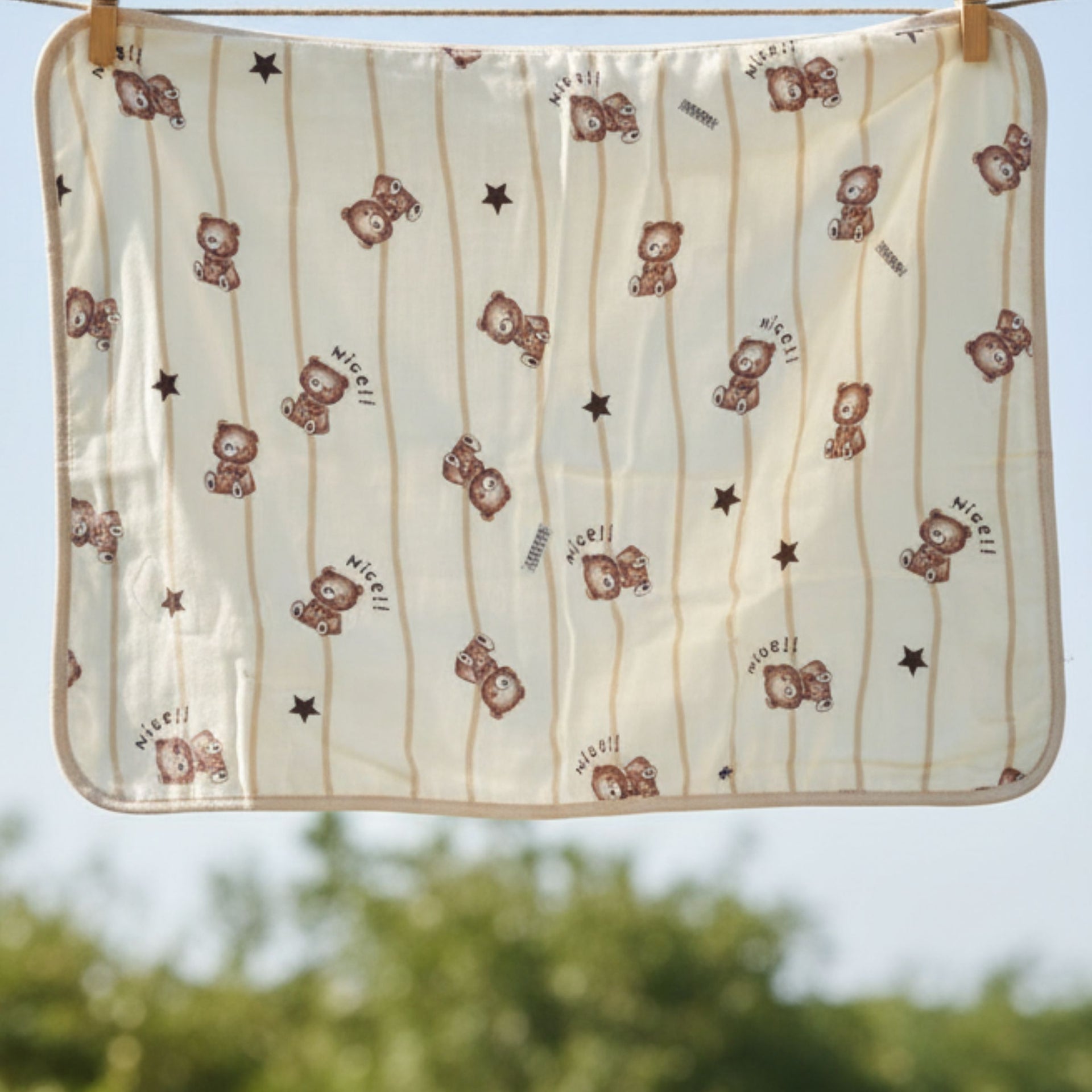 Smile Baby Muslin Blanket 100×100 cm – 4 Cute Prints (Flower, Teddy, Nice Teddy, Lily Flower)