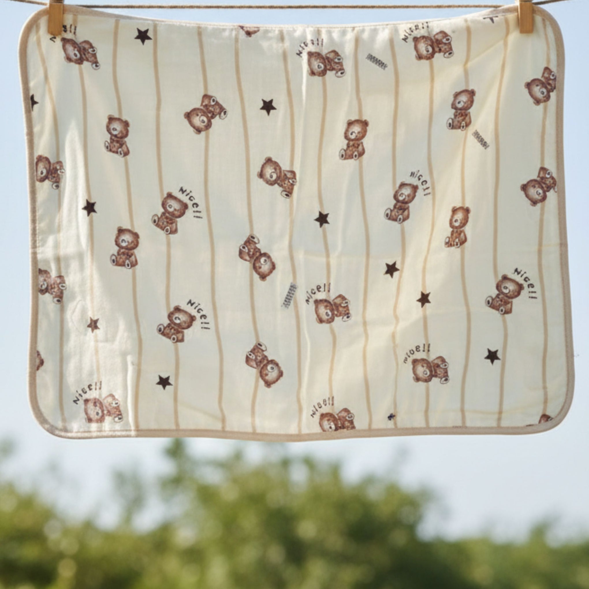 Smile Baby Muslin Blanket 100×100 cm – 4 Cute Prints (Flower, Teddy, Nice Teddy, Lily Flower)