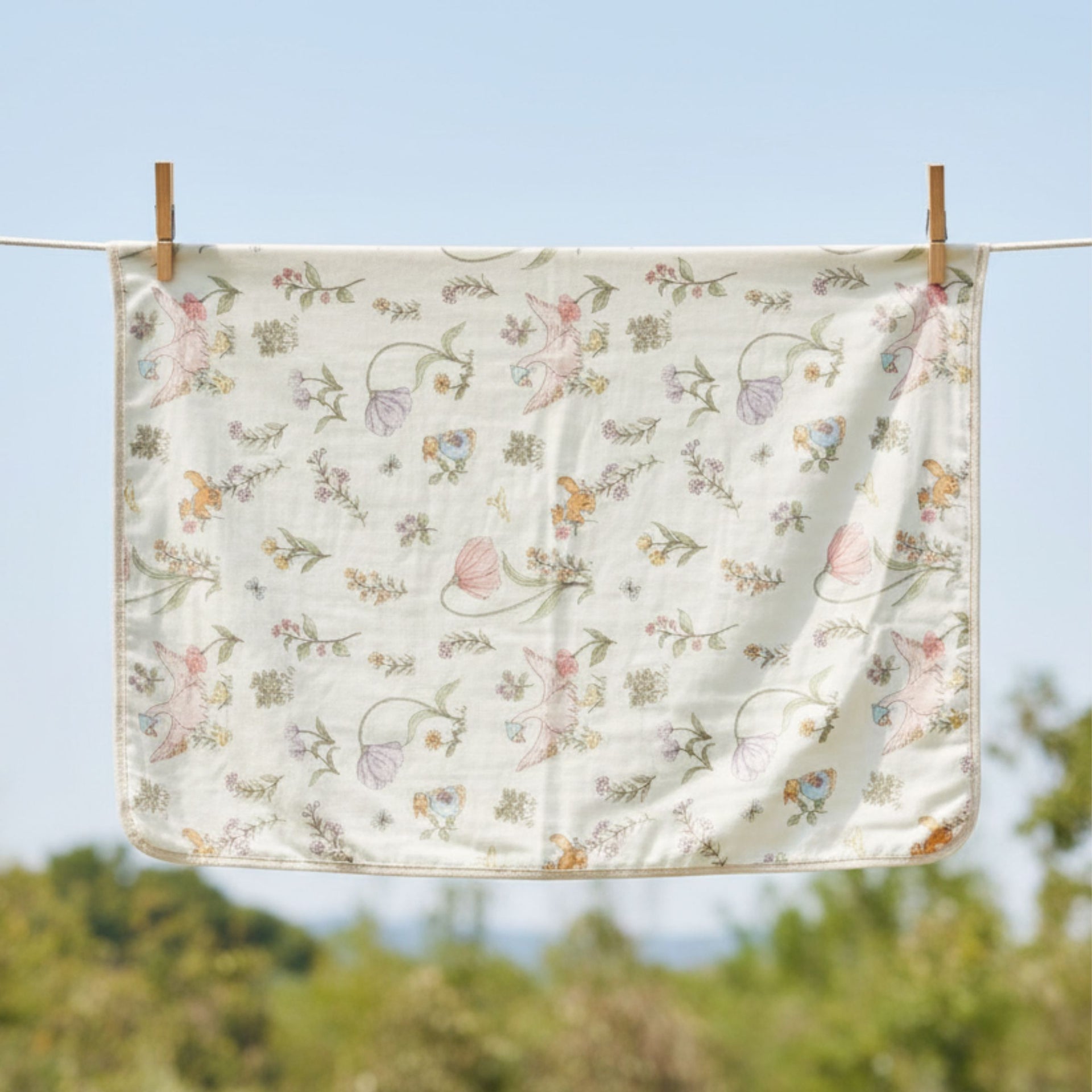 Smile Baby Muslin Blanket 100×100 cm – 4 Cute Prints (Flower, Teddy, Nice Teddy, Lily Flower)