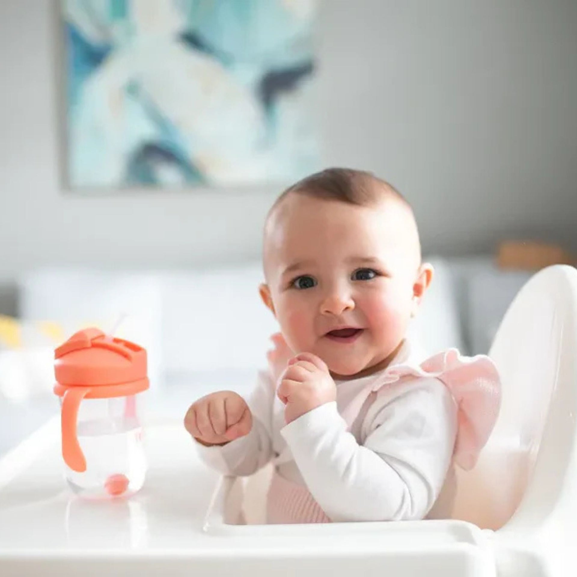 Dr. Brown's Milestones Baby's 1st Weighted Straw Cup 270ml | Spill-Proof Training Cup with Soft Silicone Weighted Straw & Handles | BPA-Free | 6+ Months