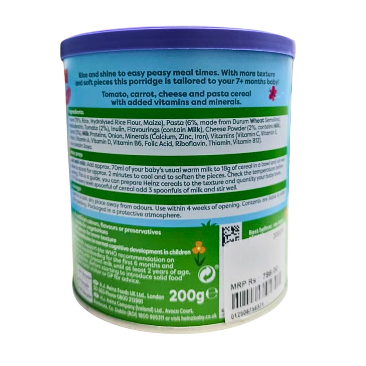 Heinz Veggie Pasta with Cheese Porridge – 220g (7+ Months Baby Cereal)
