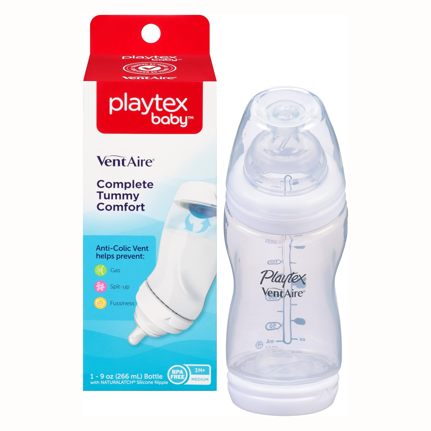 Playtex VentAire Advanced Baby Bottle – Clinically Proven Anti-Colic Feeding Bottle