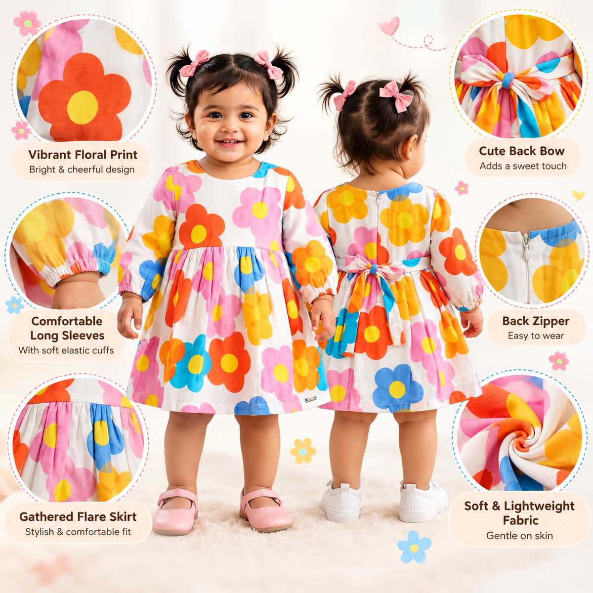 ORRIGANY multicolour floral girls dress product features