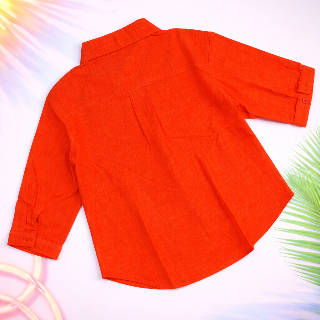 Smile Baby Girls Linen Shirt with Crochet Pocket Patch | Stylish Kids Casual Shirt (4–12Y)