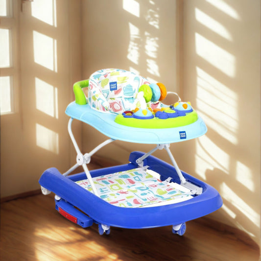 Mee Mee Baby 2 in 1 Walker & Rocker | 3 Level Adjustable Height, Light, Rattle & Musical Toys | Anti-Rollover Folding 360° Walker for Boys, Girls, Kids