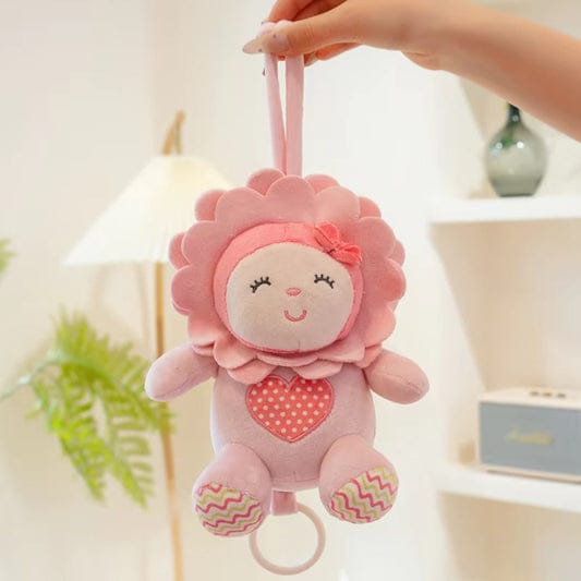 Smile Baby Hanging Pink Plush Toy – Soft Musical Pull String | Crib & Stroller Friendly | Ultra-Soft Fabric | Sunflower Pink Hanging Toy