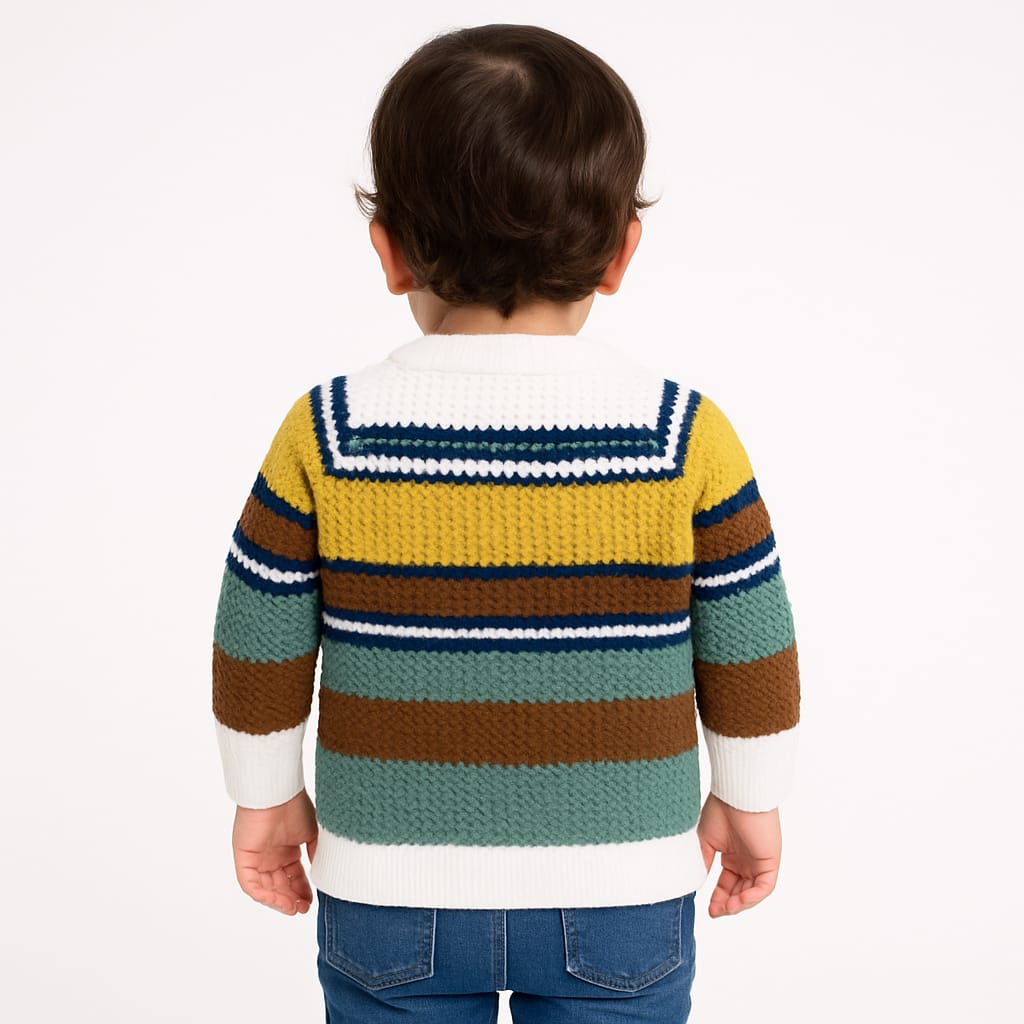 Smile Baby Colorful Striped Knitted Sweatshirt  for Kids (18 Months–12 Years)