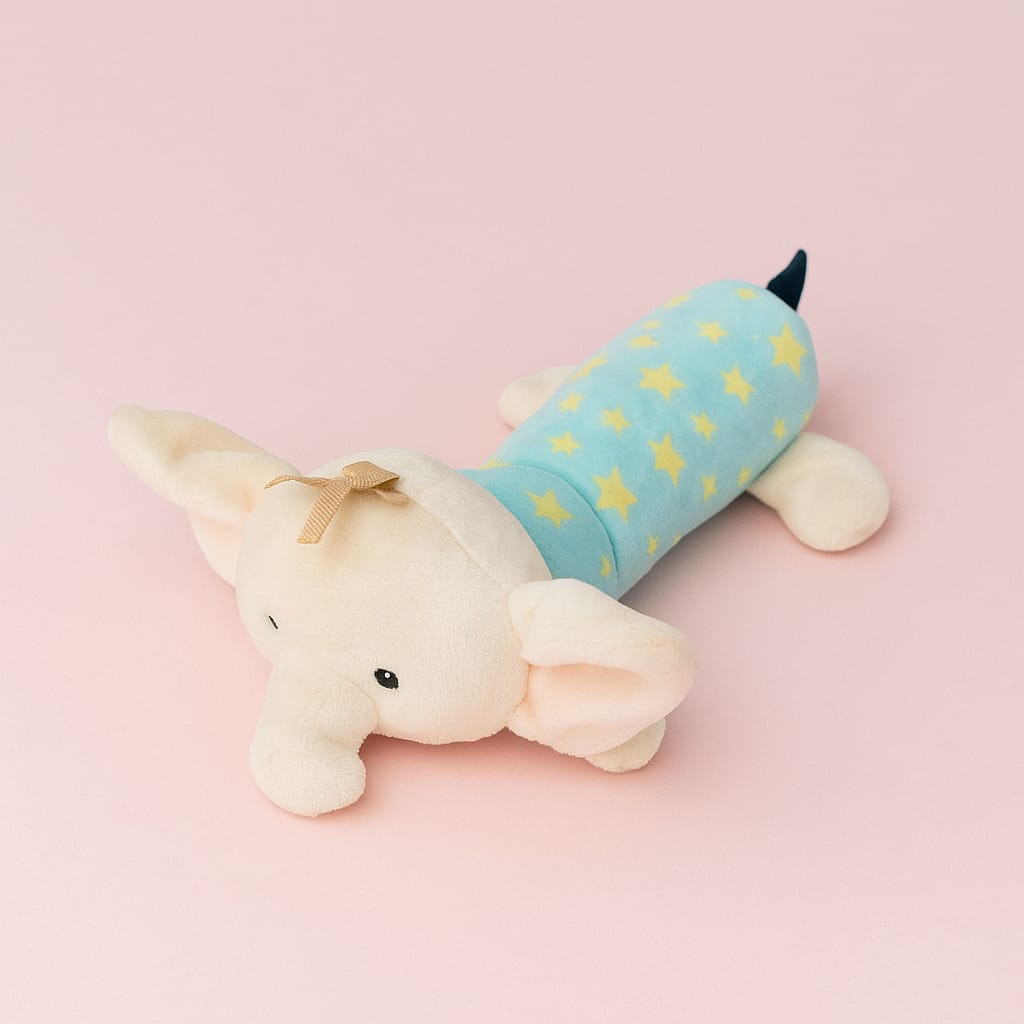 Smile Baby Soft Plush Elephant Toy – Cream & Blue Star Design | Cuddly & Safe Soft Toy for Babies (0–3 Years)