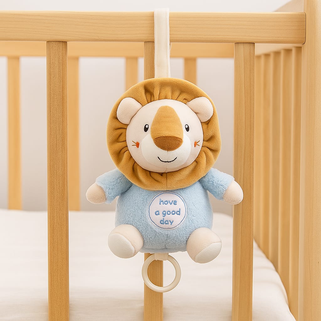 Smile Baby Musical Hanging Toy for Crib & Stroller – Soft Plush Lion with Pull String Music | Newborn Soothing Toy (0–12 Months)