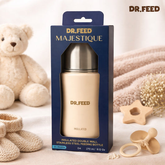 ADORE DR.FEED Majestique Insulated Stainless Steel Baby Feeding Bottle – 270 ml (Double Wall, BPA-Free)