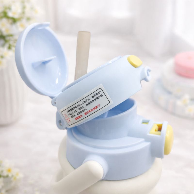 SMILE BABY Kids Insulated Water Bottle with Straw & Handle | Stainless Steel, Leakproof Flip Lid | BPA-Free Cartoon Bottle for Kids (Red, White, Pink & Blue) 520ML