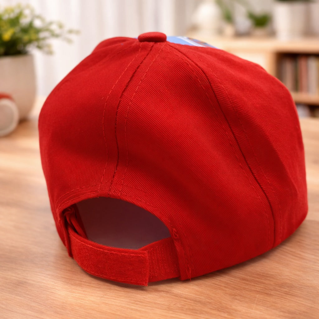 Smile Baby Big Size Kids Cap – Comfortable Adjustable Cartoon Print Cap (Blue/Red, Navy/Blue)