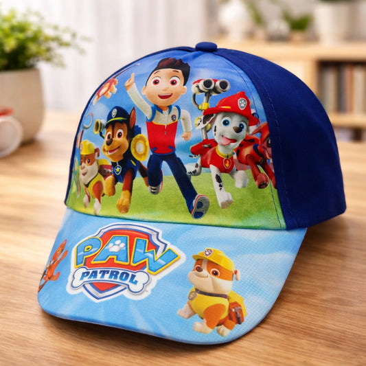 Smile Baby Big Size Kids Cap – Comfortable Adjustable Cartoon Print Cap (Blue/Red, Navy/Blue)