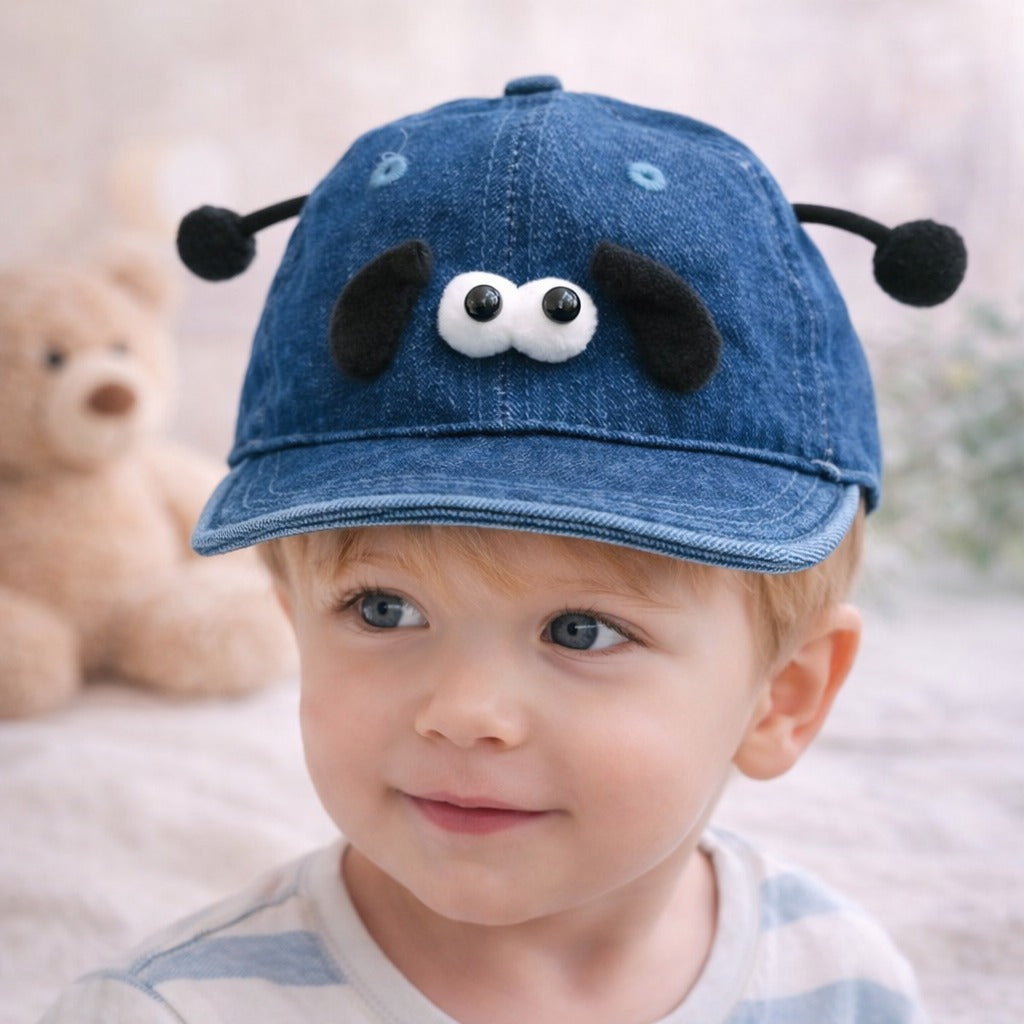 Smile Baby Medium Size Cap – Adjustable Denim Cartoon Cap | L. Denim & D. Denim
