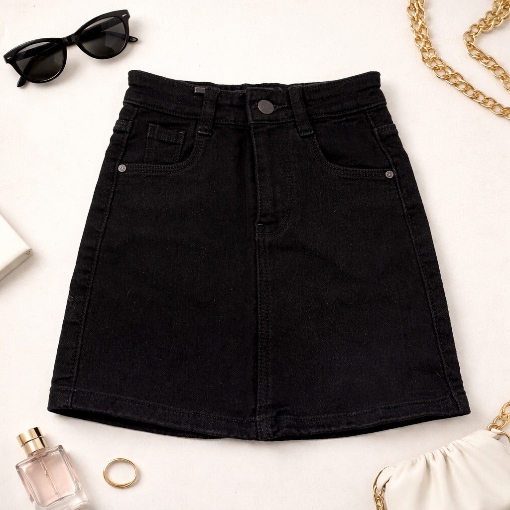 LOVEKINS Girls Classic Black Denim Skirt (18 Months – 14+ Years)