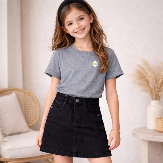 LOVEKINS Girls Classic Black Denim Skirt (18 Months – 14+ Years)