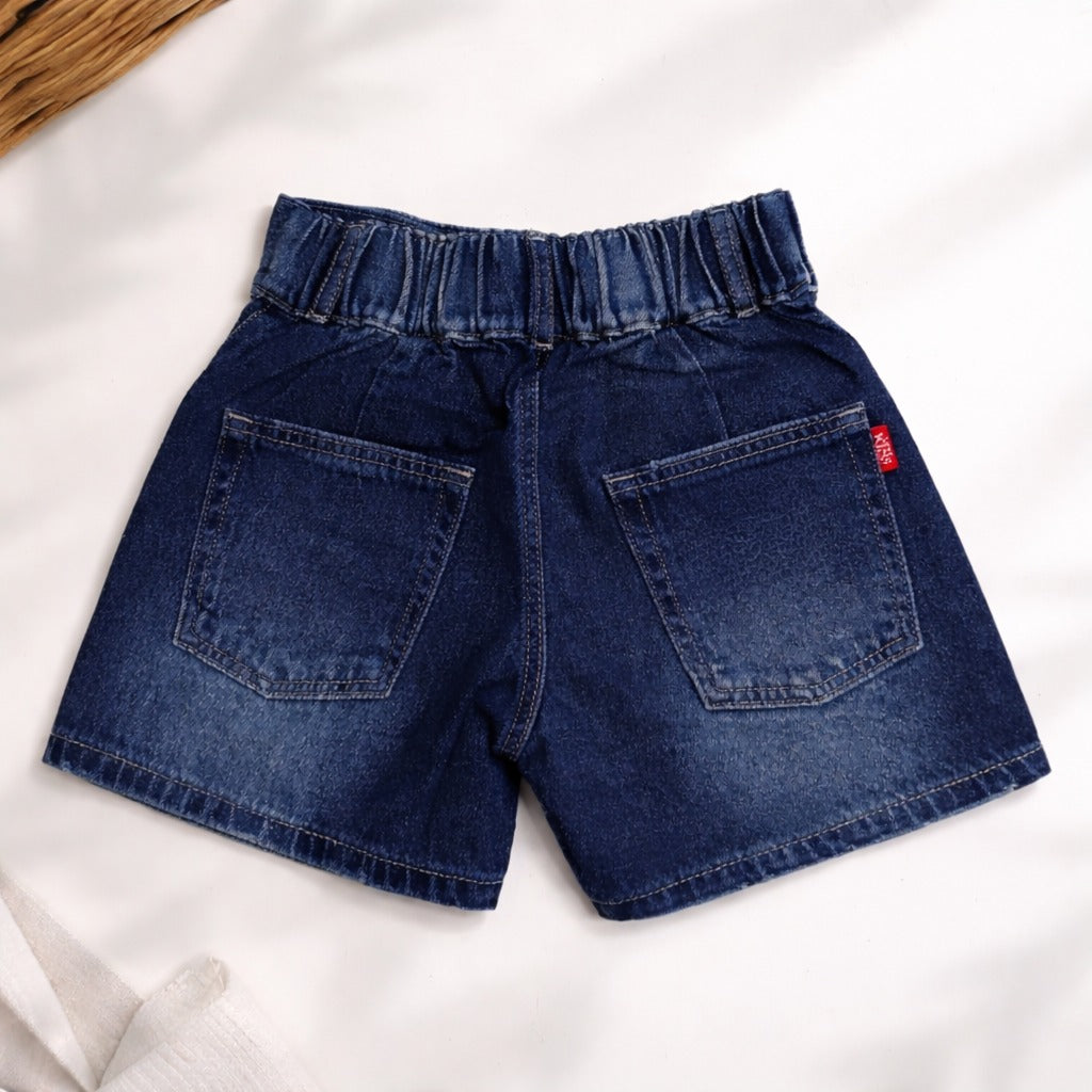 LOVEKINS Girls Denim Skort Shorts | Stylish Pleated Look with Inner Shorts | Soft Stretch Denim | 6–12 Years
