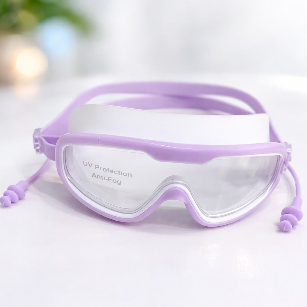 Smile Baby Kids Swimming Goggles with UV Protection & Anti-Fog Lens | Soft Silicone Leak-Proof Seal | Adjustable Strap | Comfortable Wide Vision Swim Goggles for Kids