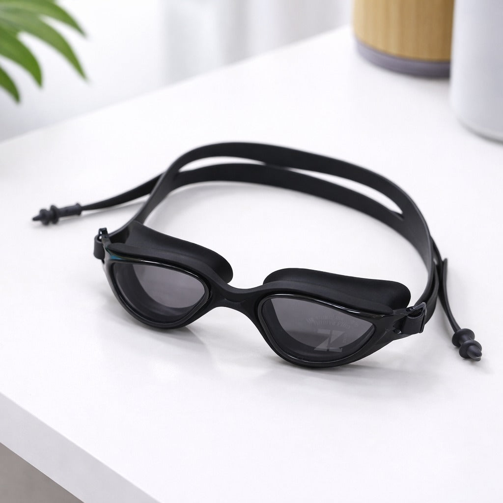 Smile Baby Kids Swimming Goggles with Anti-Fog Wide Vision Lens & Adjustable Strap | Soft Silicone Leak-Proof Seal | Comfortable Fit for Kids | Colors: Black, Blue, Purple, Grey, Pink & White