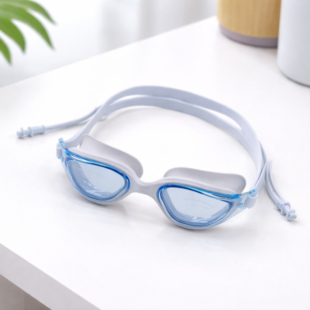 Smile Baby Kids Swimming Goggles with Anti-Fog Wide Vision Lens & Adjustable Strap | Soft Silicone Leak-Proof Seal | Comfortable Fit for Kids | Colors: Black, Blue, Purple, Grey, Pink & White