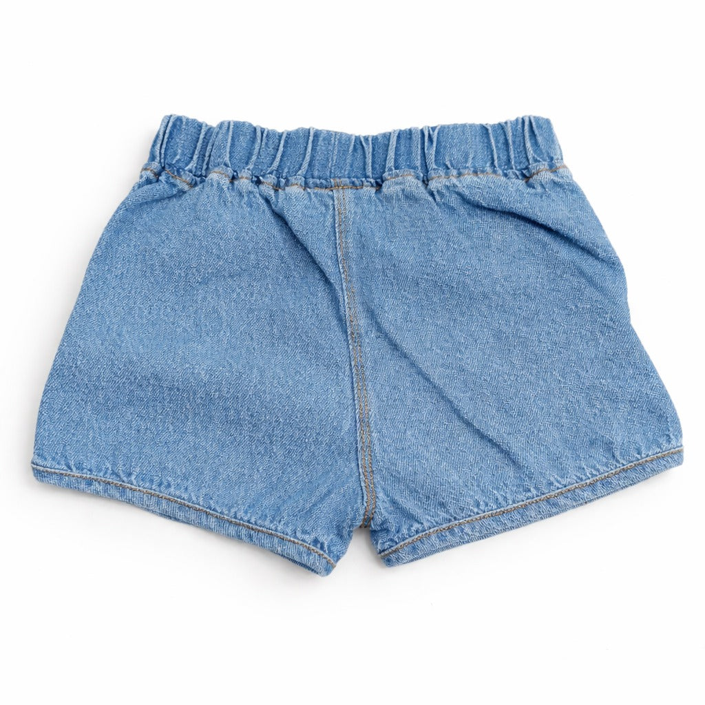 LITTLE KANGAROO Kids Denim Shorts with Cute Fish Patch – Elastic Waist Summer Shorts for Boys & Girls (1–6 Years)