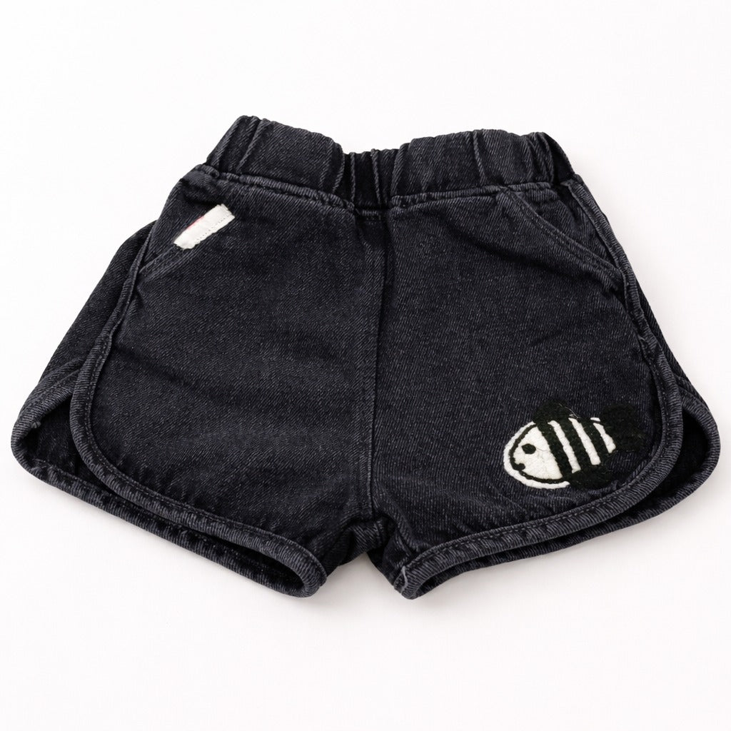 LITTLE KANGAROO Kids Denim Shorts with Cute Fish Patch – Elastic Waist Summer Shorts for Boys & Girls (1–6 Years)