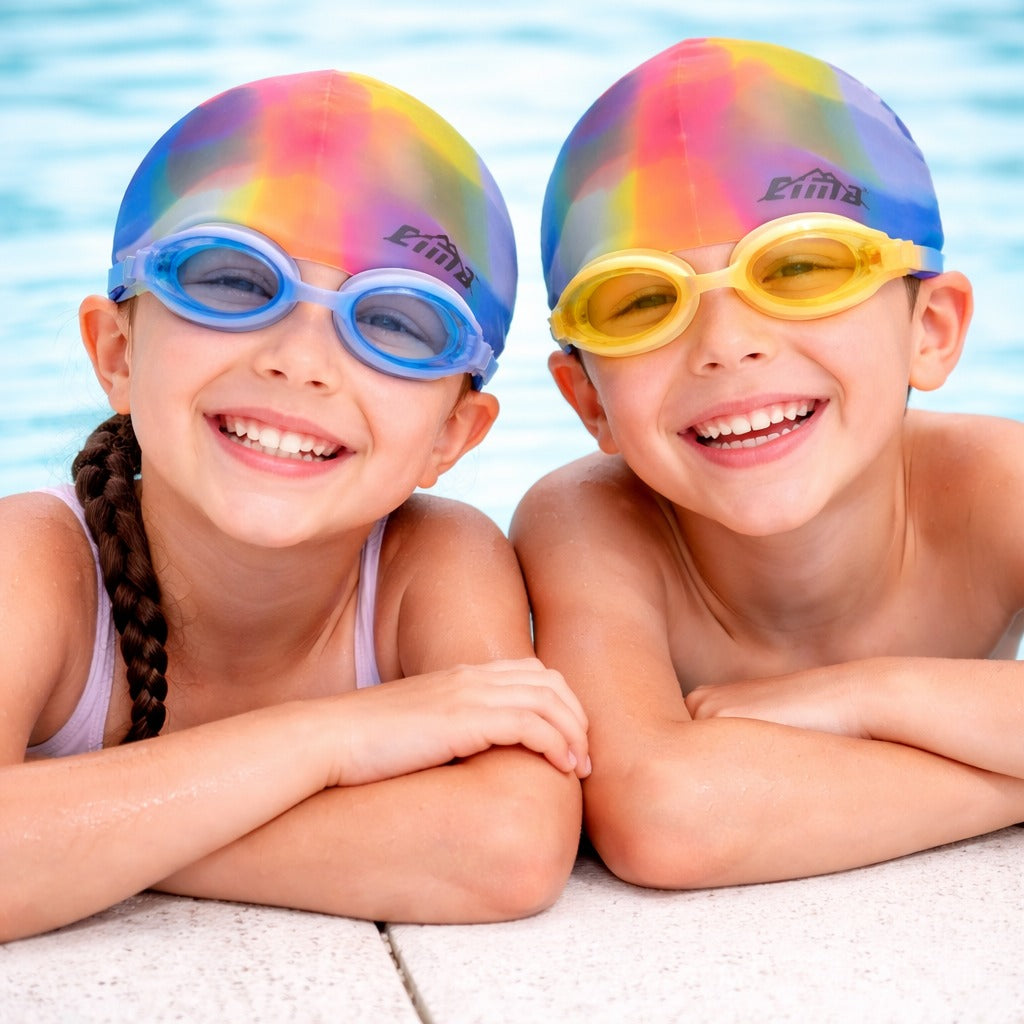 SMILE BABY Kids Silicone Swimming Cap for Boys & Girls | Soft Stretch Waterproof Swim Cap | Comfortable Non-Slip Pool Cap | Hair Protection for Kids Swimming | Durable Flexible Swim Hat | Color as per Availability