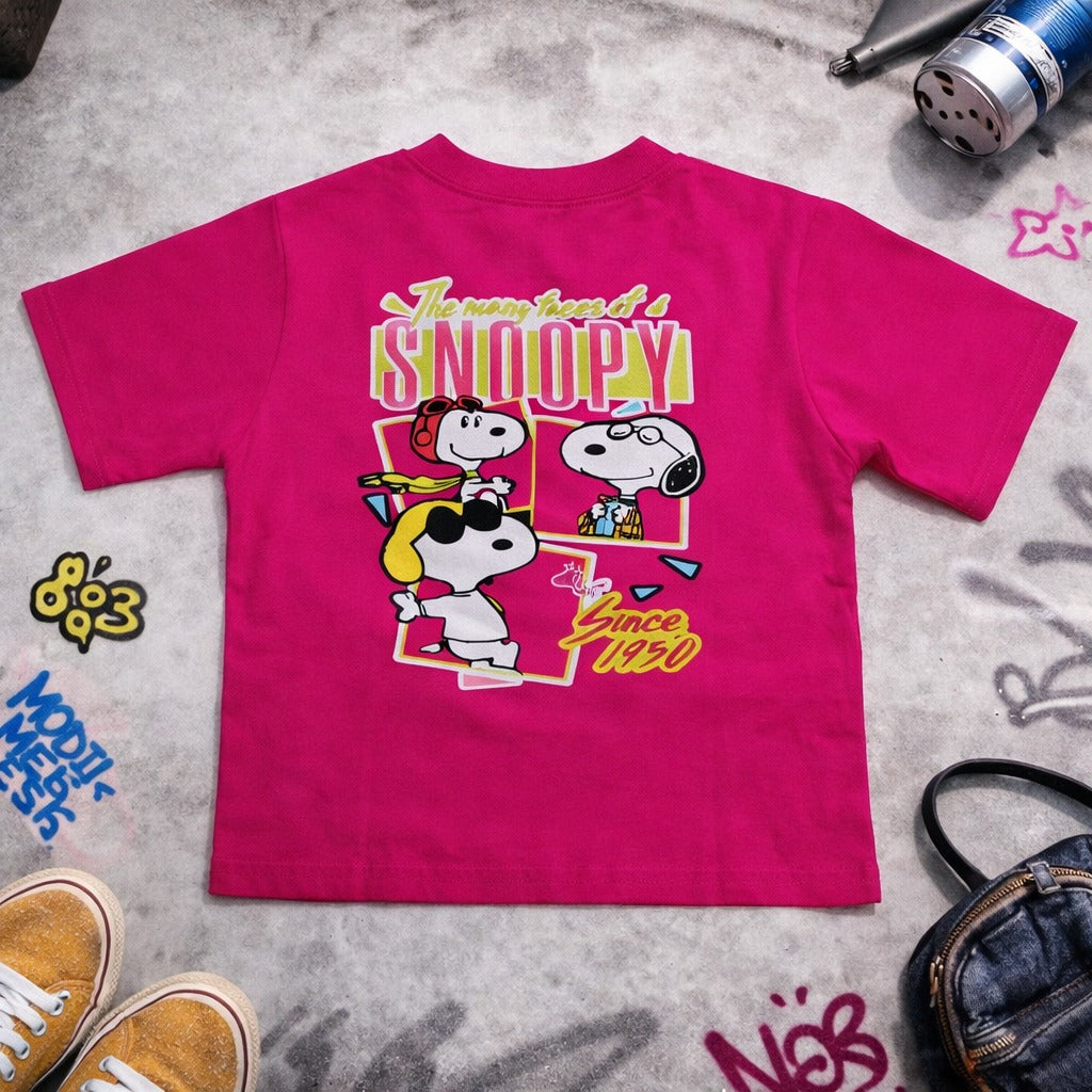 Smile Baby Girls Snoopy Printed Cotton T-Shirt | Cute Cartoon Summer Top (18 Months – 4 Years)