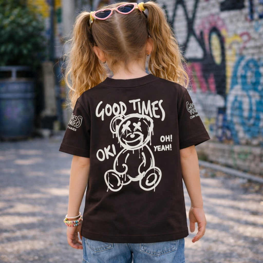 UNIKON Kids Brown Graphic T-Shirt with Cartoon Print | Casual Cotton Tee for Boys & Girls | 12 Months – 5 Years