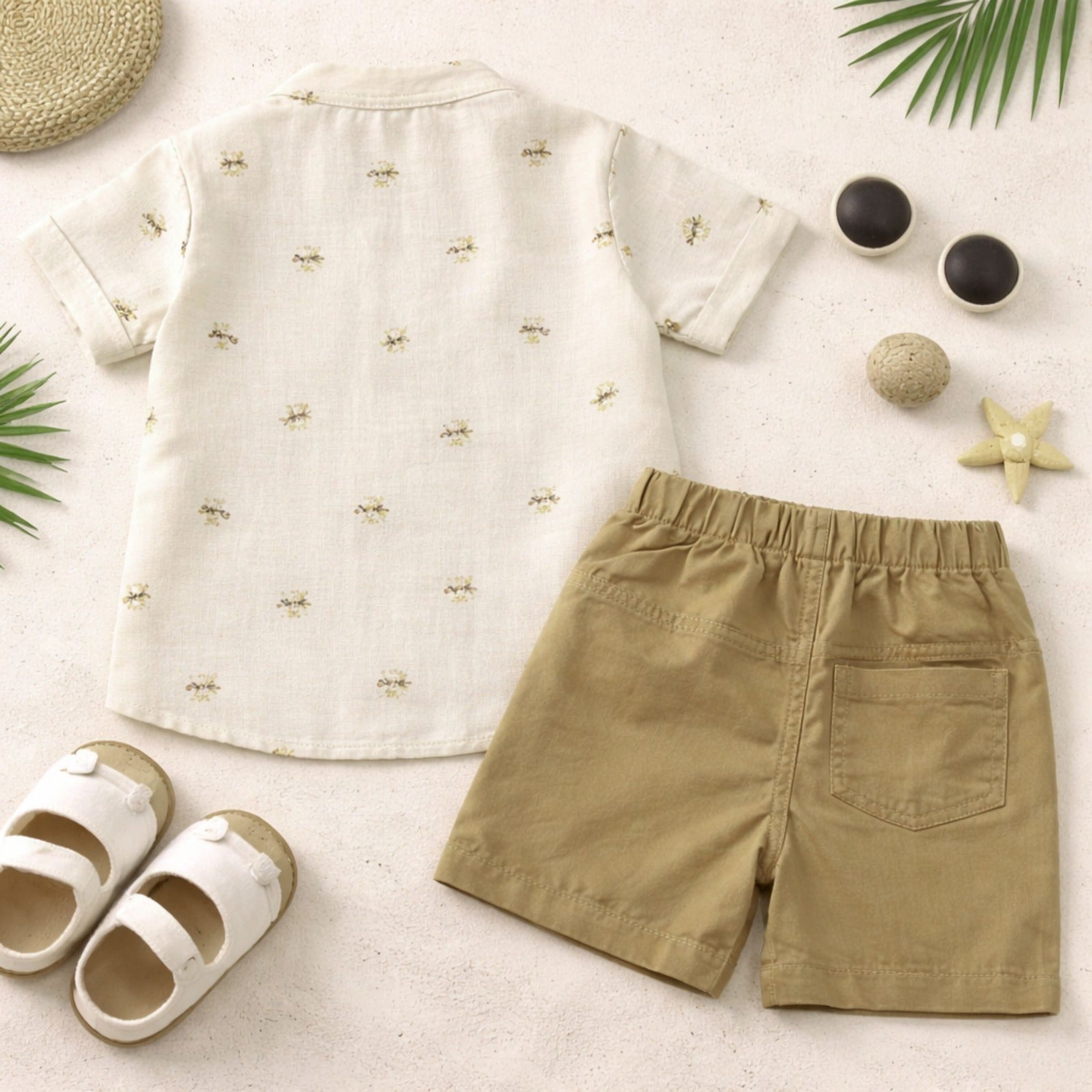 BLOOM UP Baby Boys Gold Summer Shirt T-Shirt & Shorts 3-Piece Outfit Set (0–24 Months)