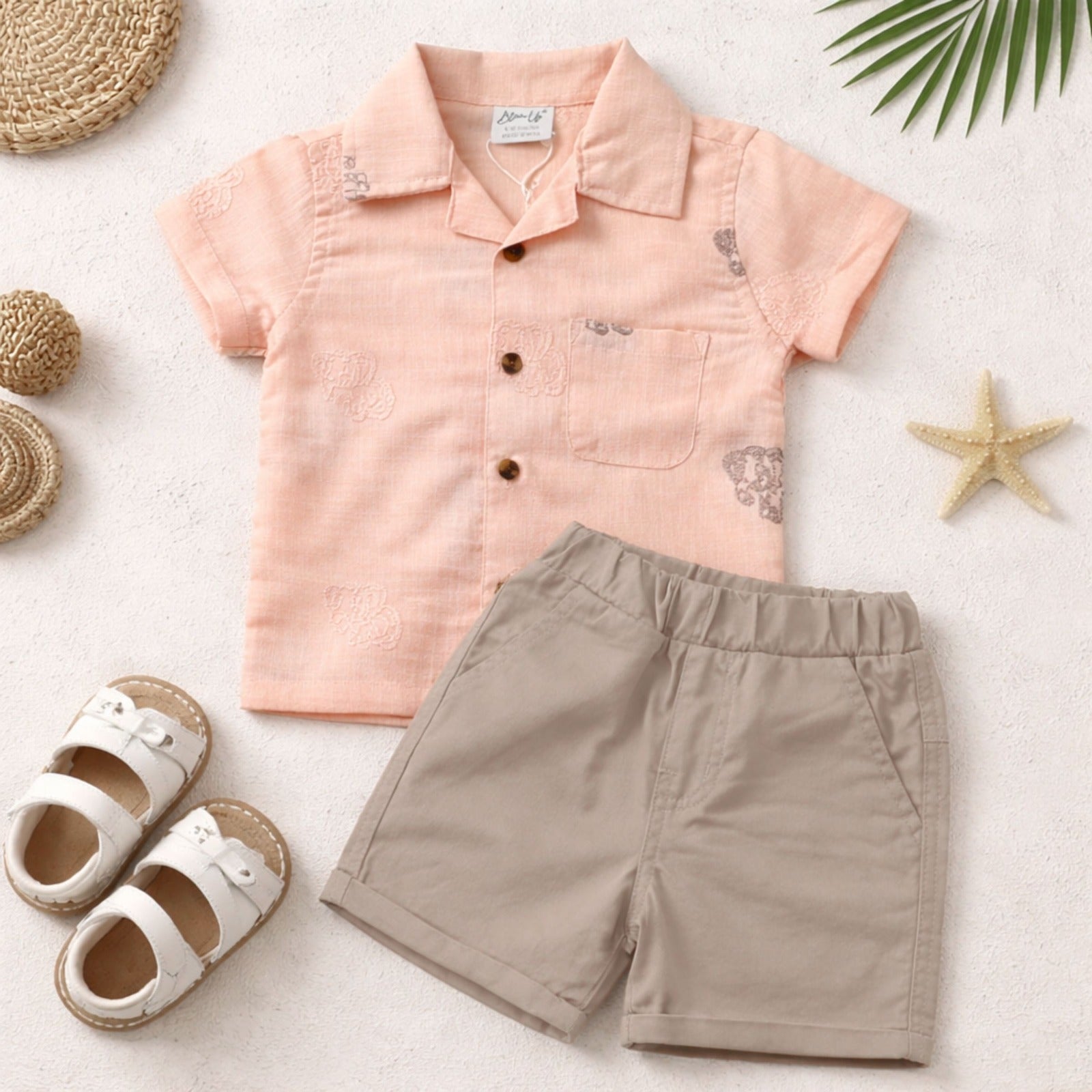 BLOOM UP Baby Boys Rose Summer Shirt & Shorts Outfit Set (0–24 Months)