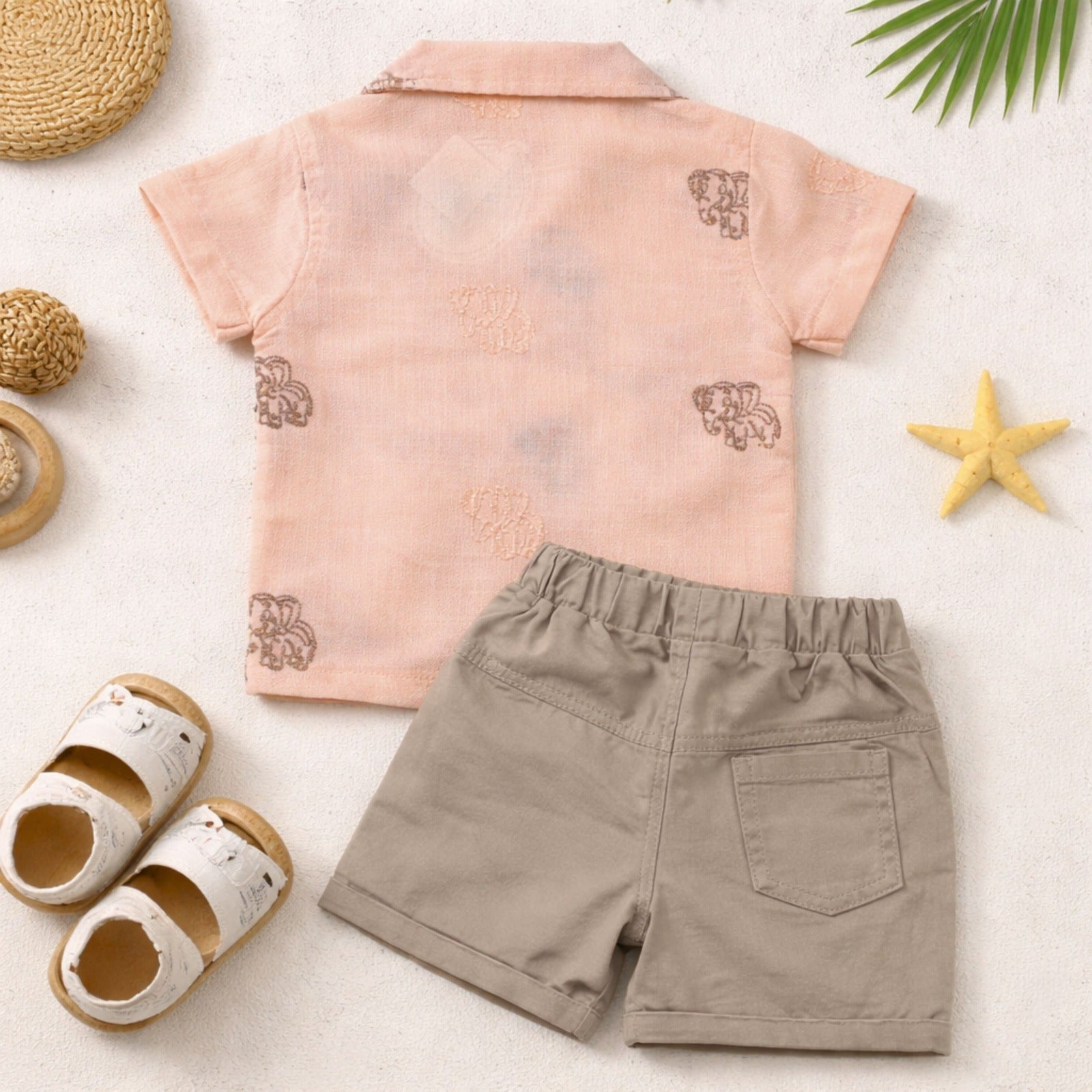 BLOOM UP Baby Boys Rose Summer Shirt & Shorts Outfit Set (0–24 Months)