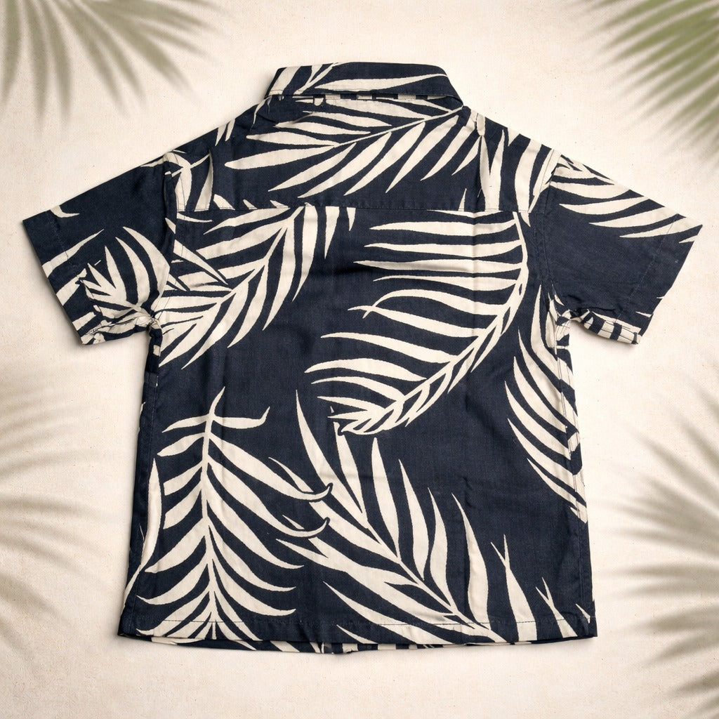 DONOO Boys Navy Printed Half Sleeve Shirt | Stylish Tropical Casual Kids Shirt (18 Months – 14 Years)