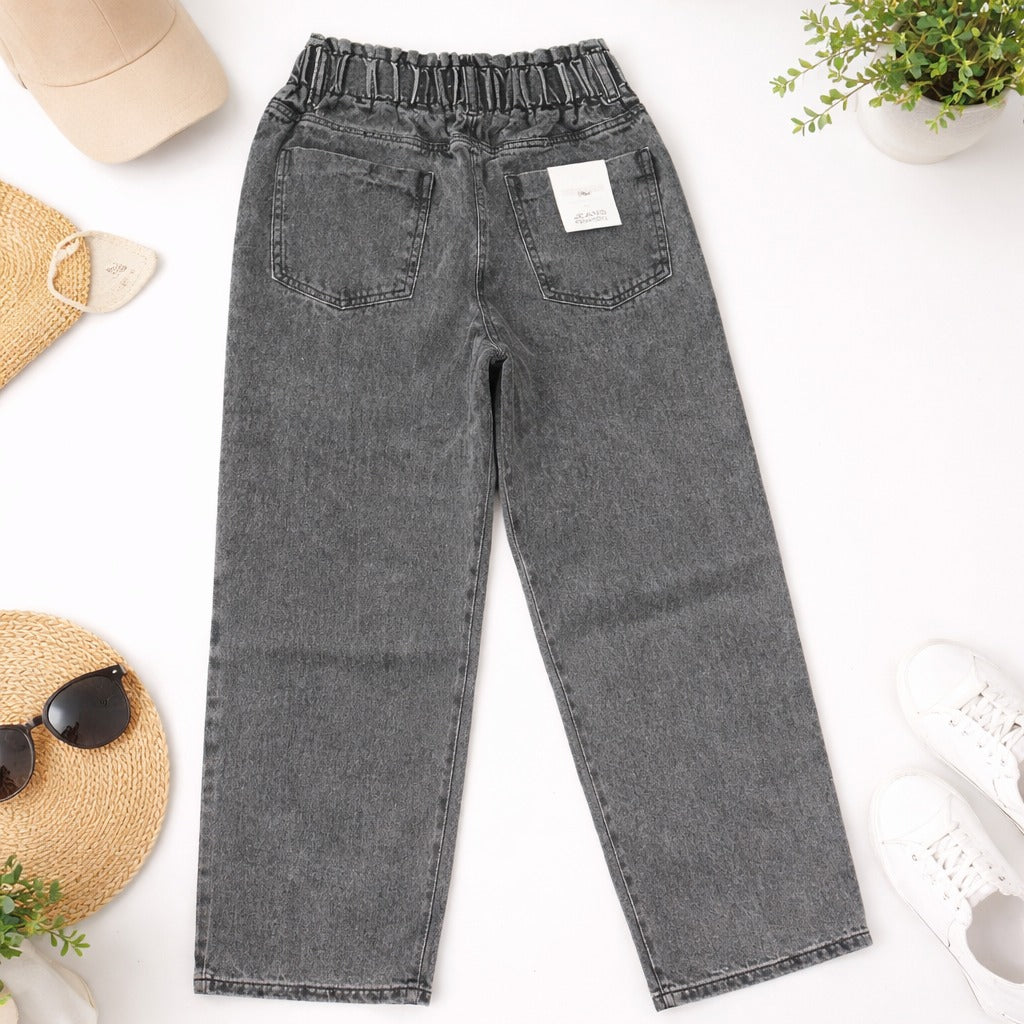 LOVEKINS Kids Grey Printed Denim Jeans – Trendy Cartoon Patch Straight Fit Jeans (8 to 14+ Years)