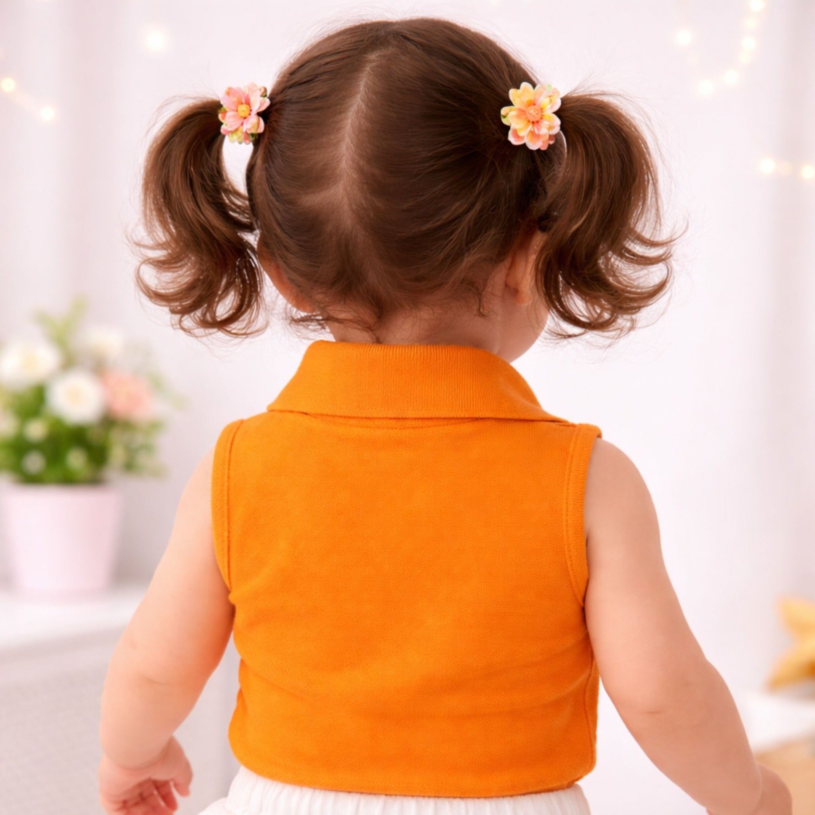 Smile Baby Girls Sleeveless Collar Crop Top – Lucky Heart Design (18 Months to 4 Years)