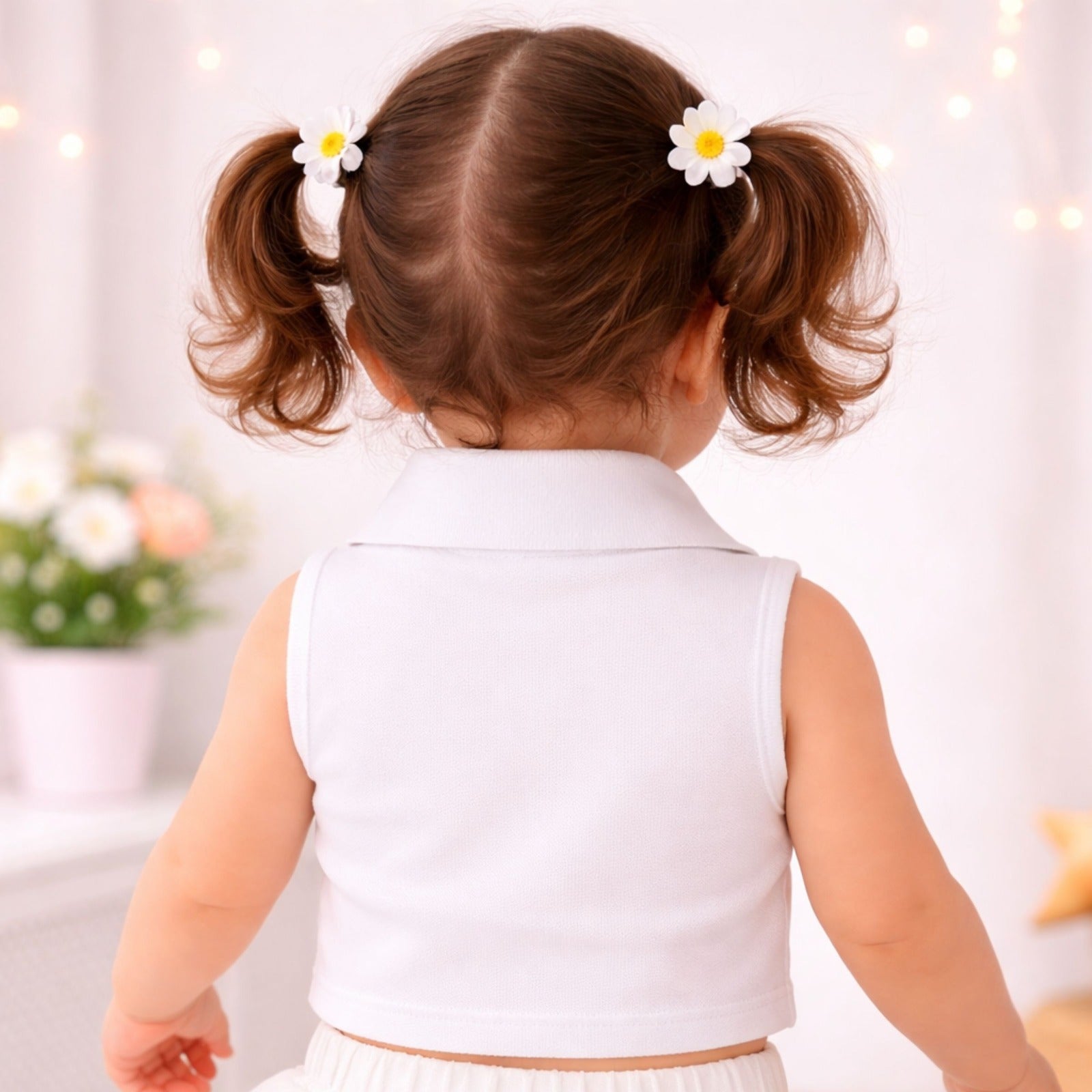 Smile Baby Girls Sleeveless Collar Crop Top – Lucky Heart Design (18 Months to 4 Years)