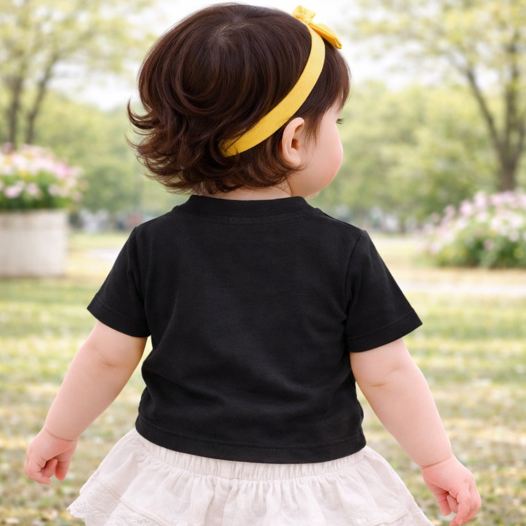 Smile Baby Girls Sunshine Teddy Print Crop Top – Cute Cotton Half Sleeve T-Shirt (18 Months to 6 Years)