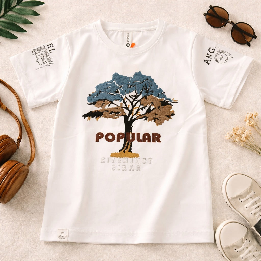 99 BALLON Boys White Printed Cotton T-Shirt | Stylish Casual Wear (18M–12Y)