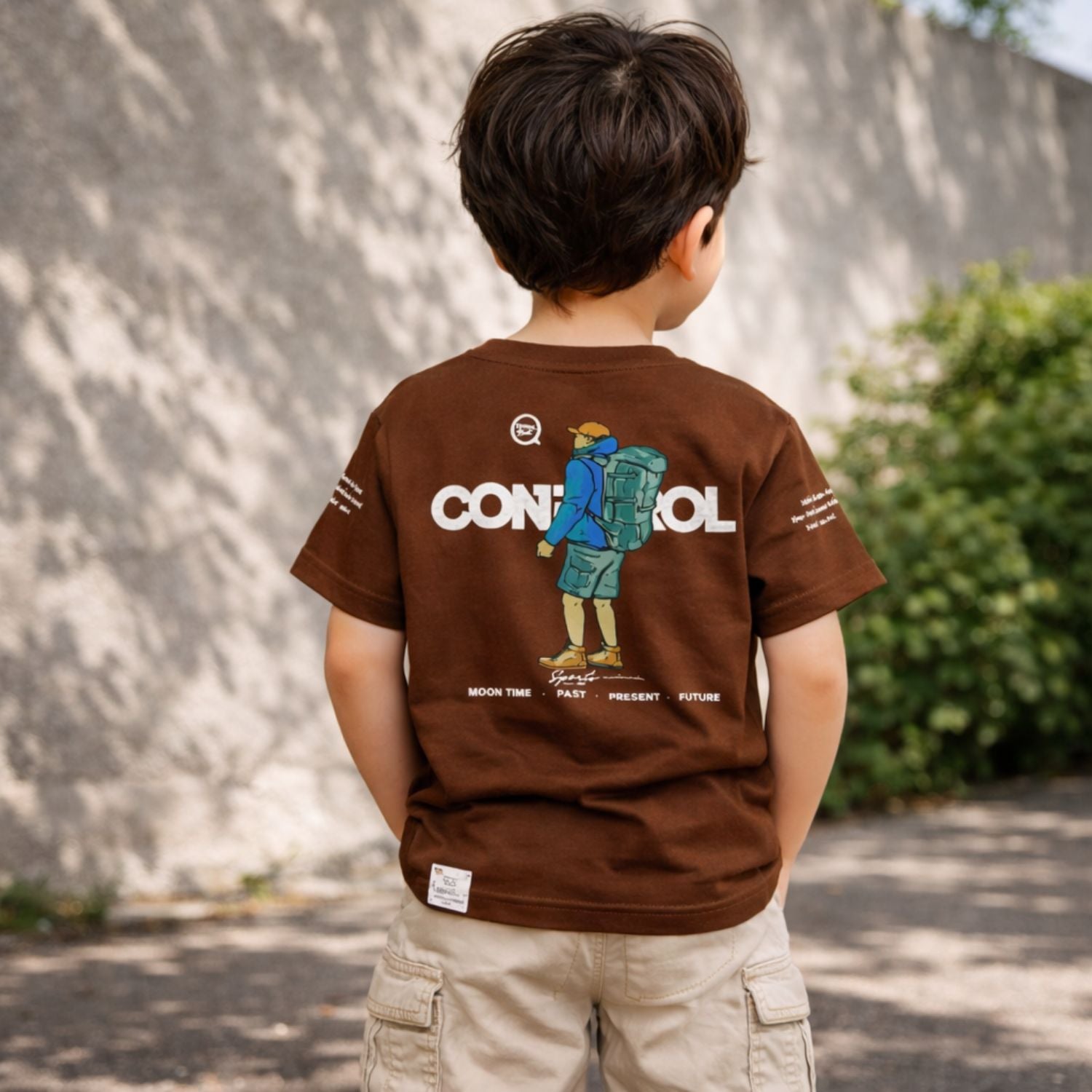 99 BALLON Boys Brown Graphic Printed Cotton T-Shirt | Casual Half Sleeve T-Shirt (12M–12Y)