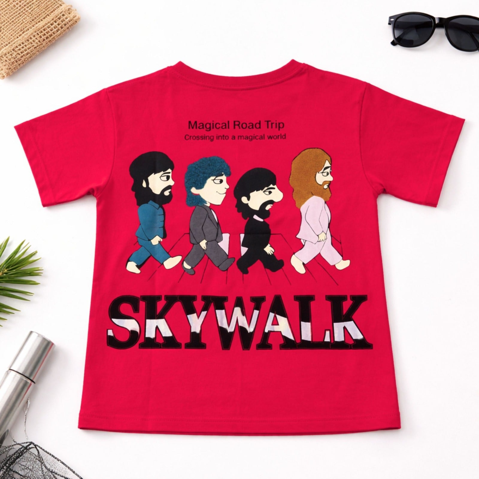 UNIKON Kids Red Printed T-Shirt – Skywalk Magical Road Trip Graphic Tee