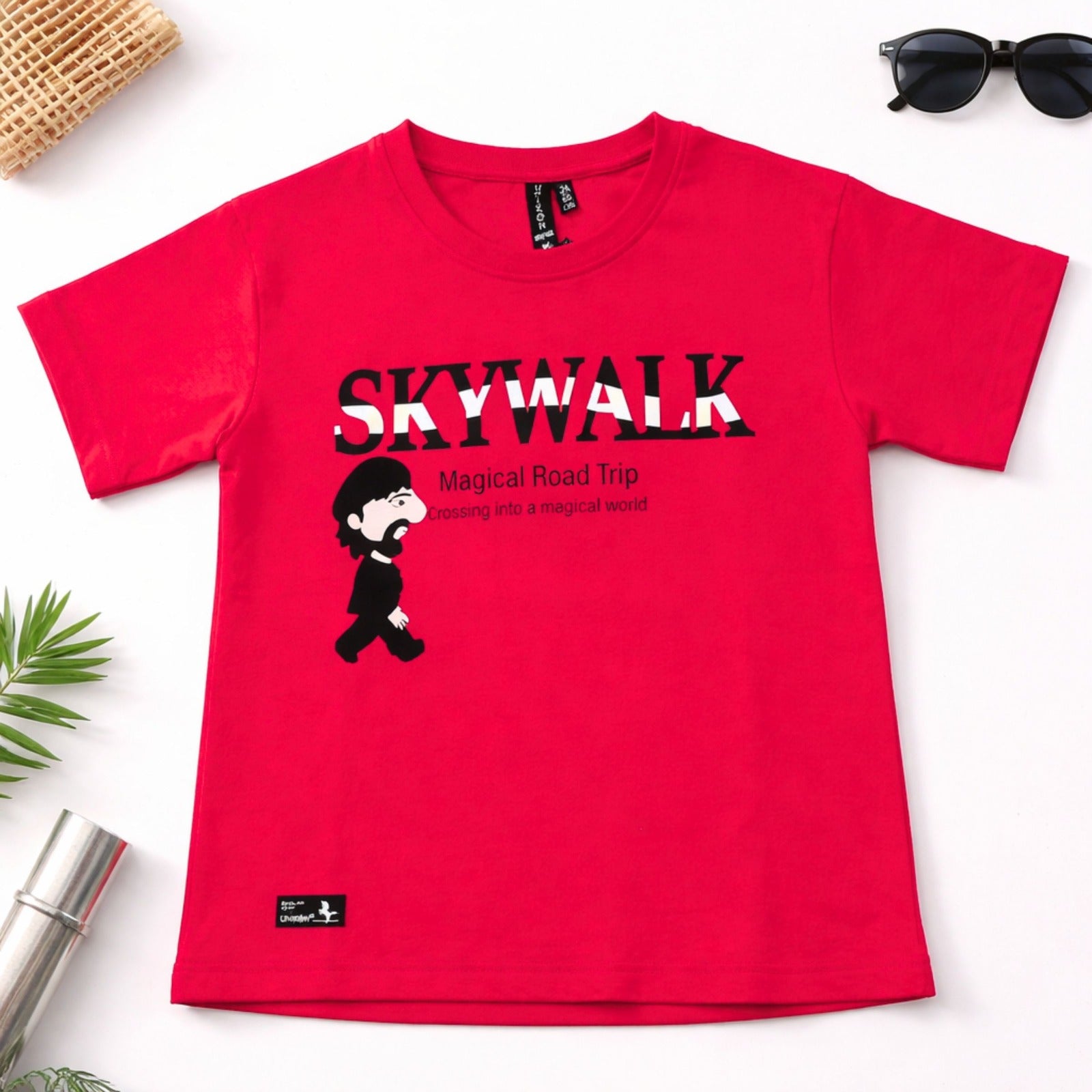 UNIKON Kids Red Printed T-Shirt – Skywalk Magical Road Trip Graphic Tee