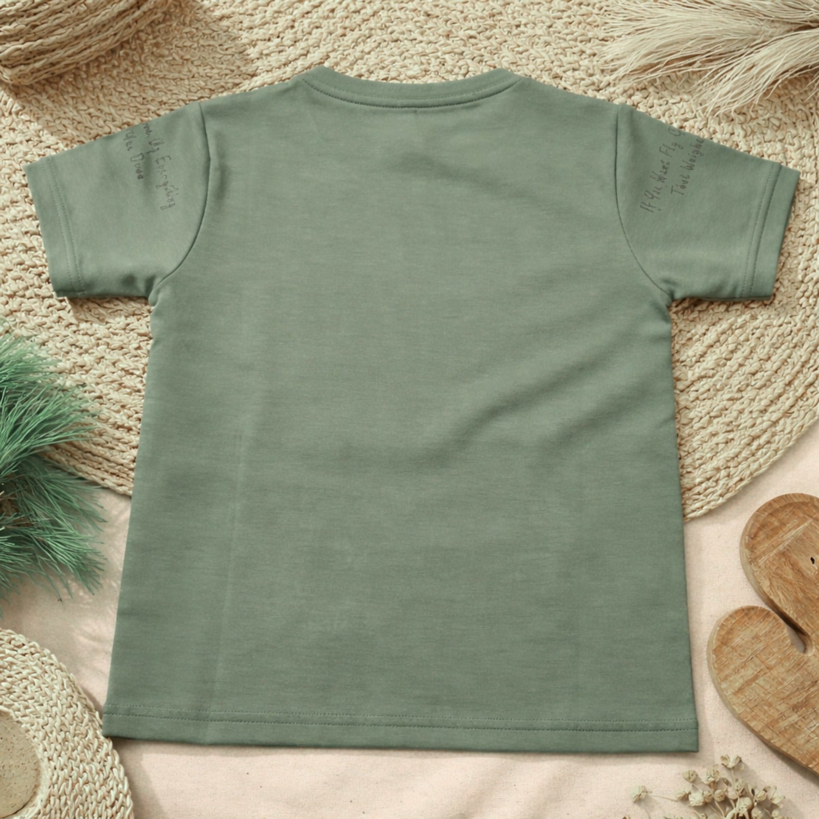 99 BALLON Kids Olive Green Graphic T-Shirt – Stylish Flamingo Design Casual Tee
