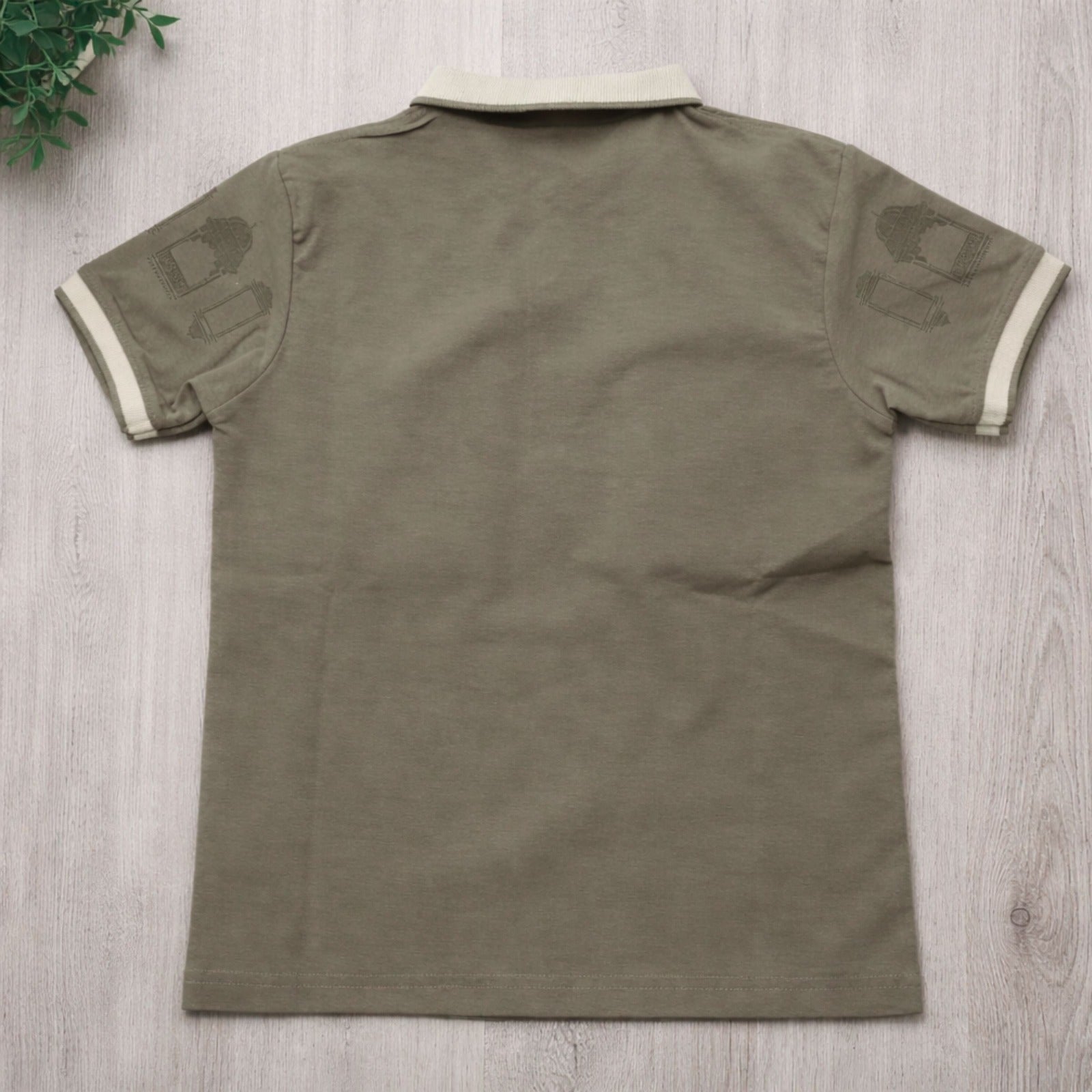 99 BALLON Kids Khakhi Printed Polo T-Shirt – Stylish Ethnic Graphic Casual Wear