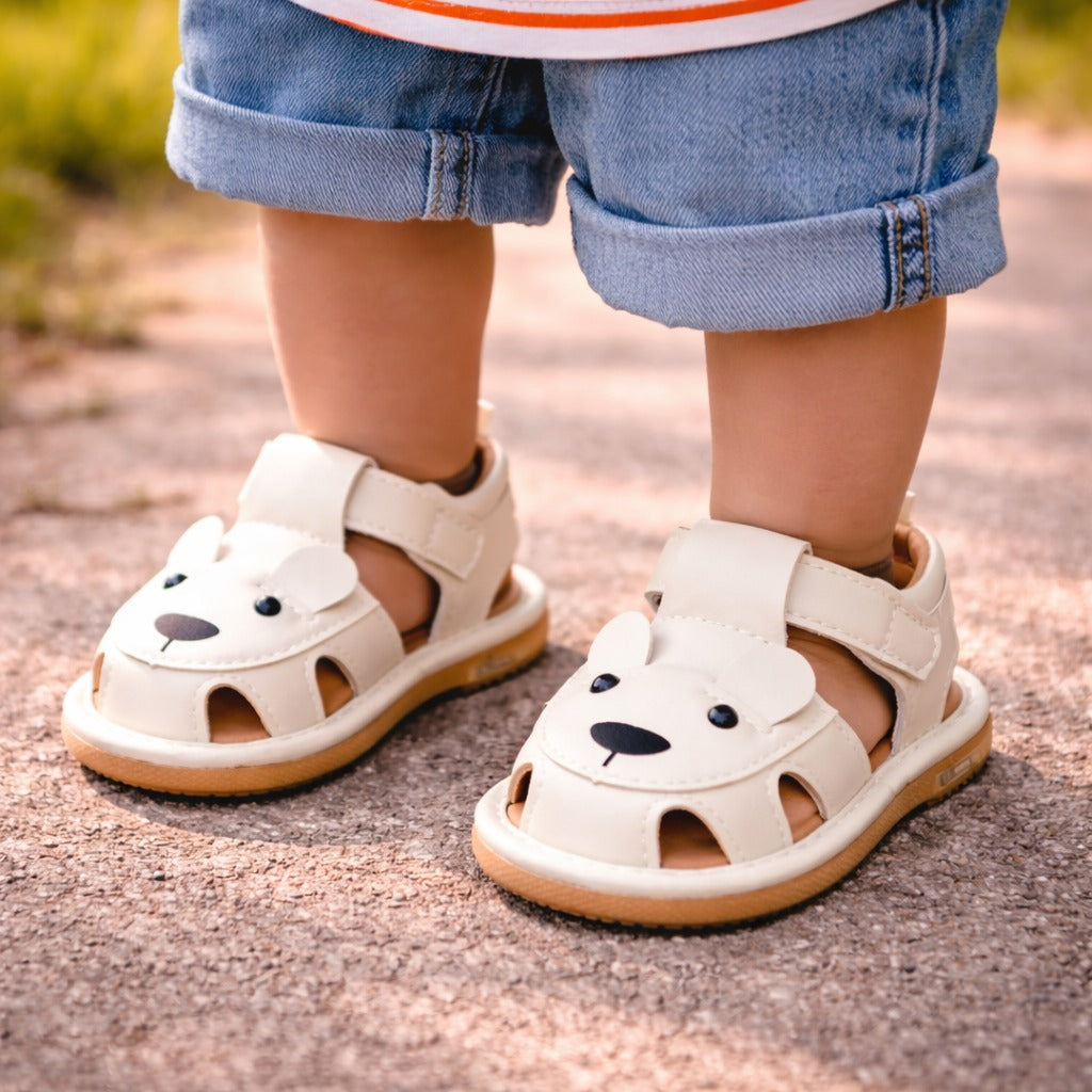 Smile Baby Chu Chu Sandal for Girls (0–18 Months) – Soft & Cute Baby Footwear (Cream/White)