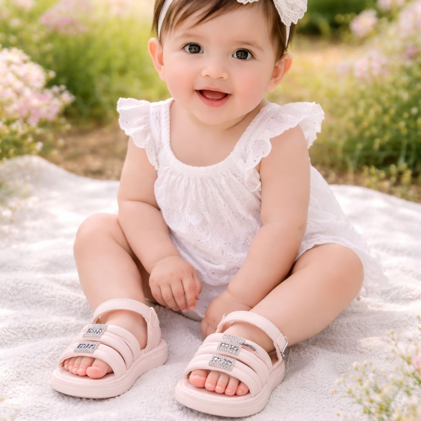 Smile Baby Girls Pink Casual Sandals – Soft Comfortable Buckle Strap Sandals for Kids (12 Months to 7 Years)