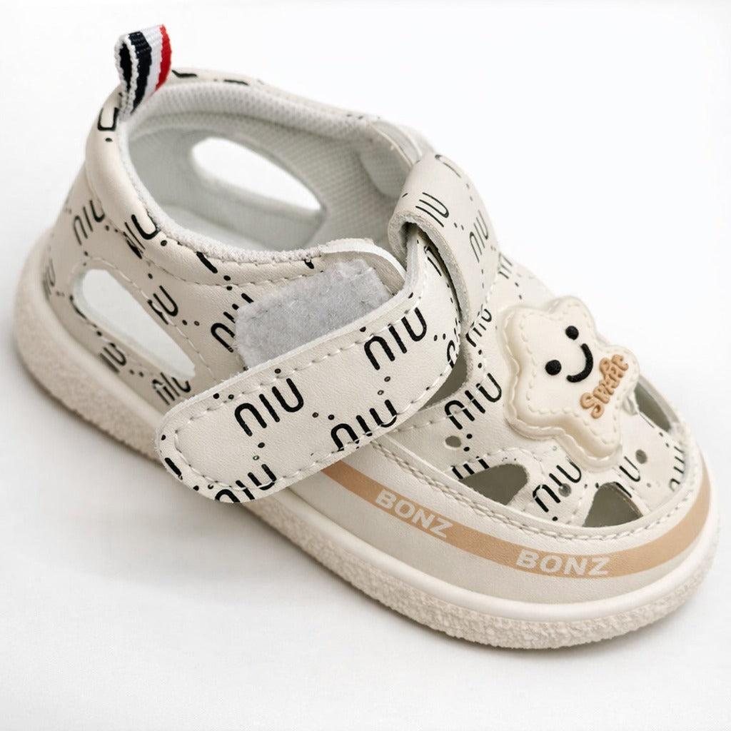 Smile Baby Infant White Star Sandals – Cute Soft First Walker Shoes (0 to 18 Months)