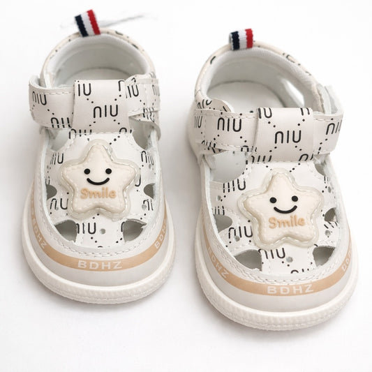 Smile Baby Infant White Star Sandals – Cute Soft First Walker Shoes (0 to 18 Months)