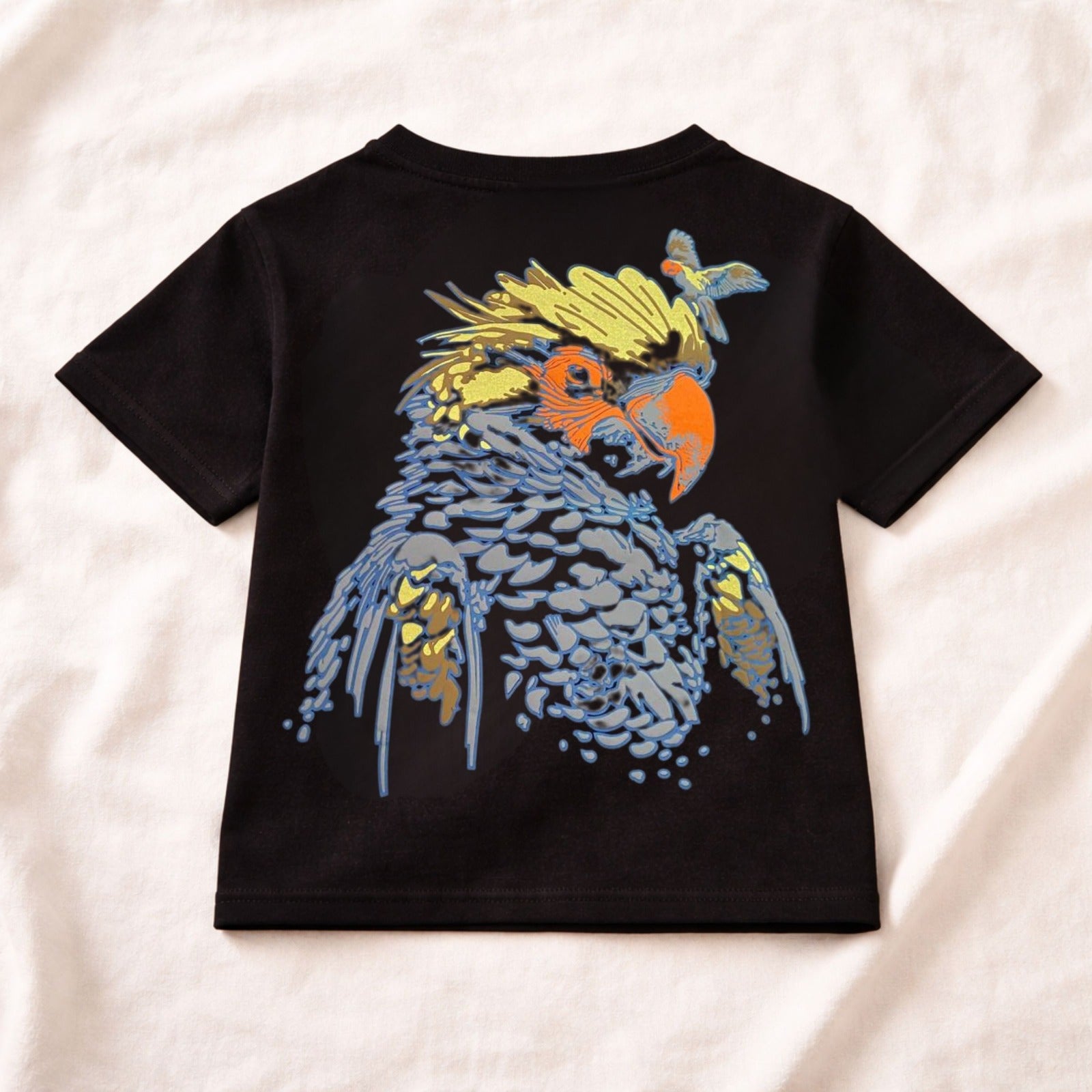 Smile Baby Boys Printed Cotton T-Shirt – Parrot Graphic Design (Brown & Black) | 4-12 Years